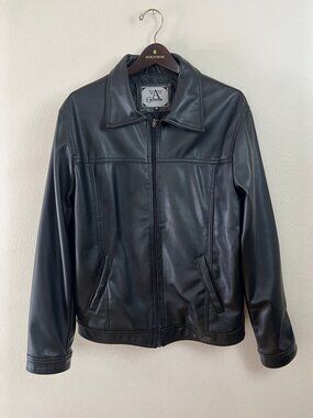 A Collezioni Made in Italy Faux Leather Men’s Black Motorcycle Jacket Size XL